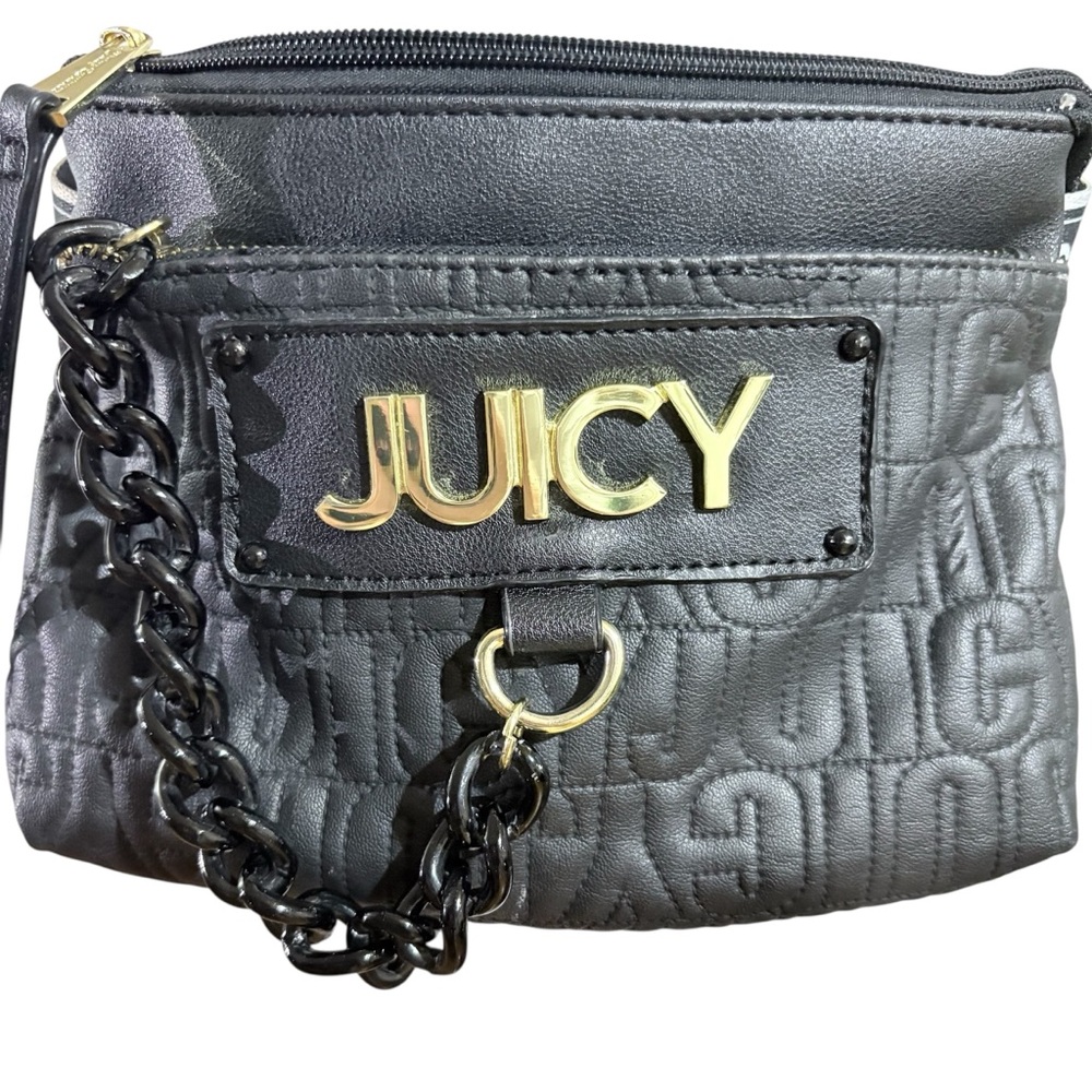 Juicy Couture Black Quilted Logo Fanny Pack Belt Bag with Gold Hardware Sz Small